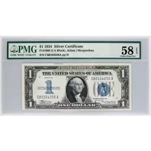 $1 1934 blue seal. Small Silver Certificates 1606 (2)