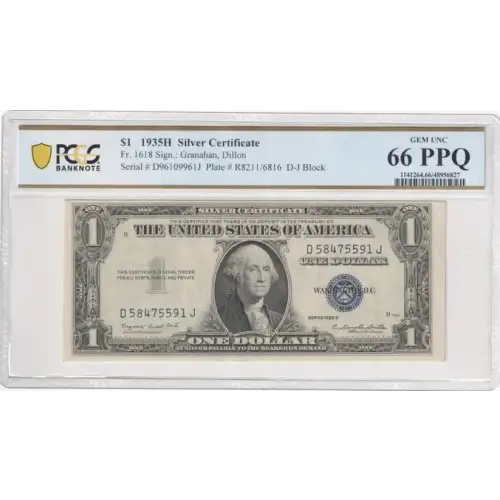 $1 1935-H blue seal. Small Silver Certificates 1618 (2)