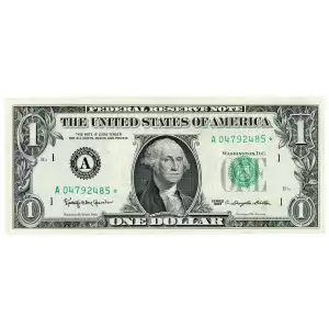 $1 1963 Green seal. Small Size $1 Federal Reserve Notes 1900-A*