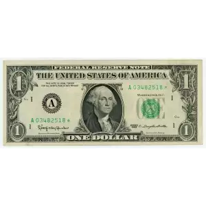 $1 1963 Green seal. Small Size $1 Federal Reserve Notes 1900-A* (2)