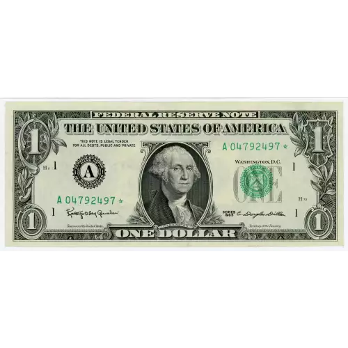 $1 1963 Green seal. Small Size $1 Federal Reserve Notes 1900-A*