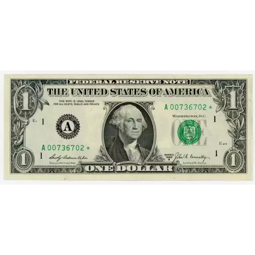 $1 1969-B. Green seal. Small Size $1 Federal Reserve Notes 1905-A*