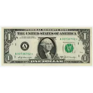 $1 1969-B. Green seal. Small Size $1 Federal Reserve Notes 1905-A*