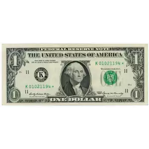 $1 1969 Green seal. Small Size $1 Federal Reserve Notes 1903-K*