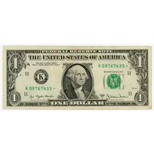 $1 1977-A. Green seal. Small Size $1 Federal Reserve Notes 1910-K*