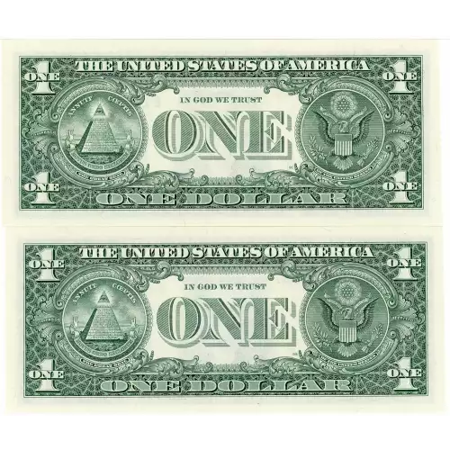 $1 2003-A. Green seal. Small Size $1 Federal Reserve Notes 1931-F* (2)