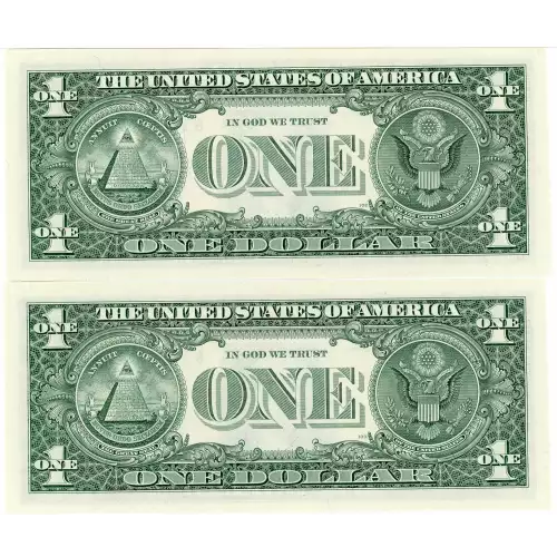 $1 2003-A. Green seal. Small Size $1 Federal Reserve Notes 1931-F* (2)