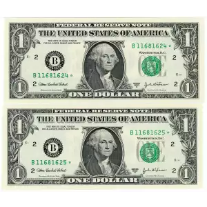 $1 2003-A. Green seal. Small Size $1 Federal Reserve Notes 1931-F* (2)