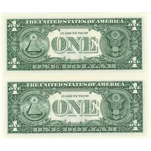 $1 2003-A. Green seal. Small Size $1 Federal Reserve Notes 1931-F* (2)