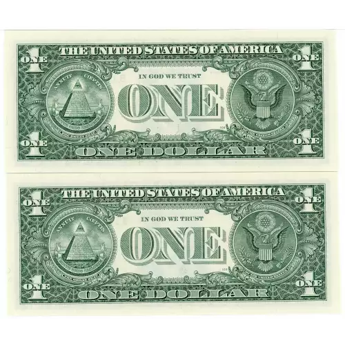 $1 2003-A. Green seal. Small Size $1 Federal Reserve Notes 1931-F* (2)