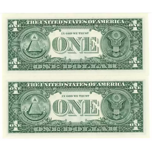 $1 2003-A. Green seal. Small Size $1 Federal Reserve Notes 1931-F* (2)