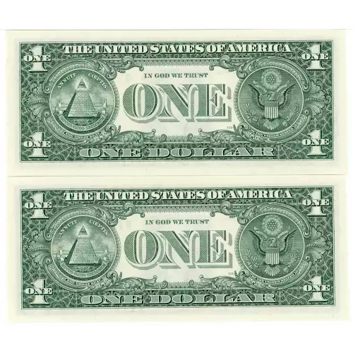 $1 2003-A. Green seal. Small Size $1 Federal Reserve Notes 1931-F* (2)