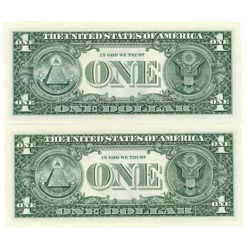 $1 2003-A. Green seal. Small Size $1 Federal Reserve Notes 1931-F* (2)