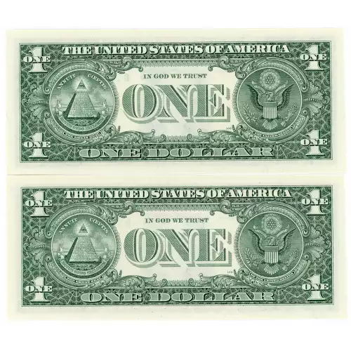 $1 2003-A. Green seal. Small Size $1 Federal Reserve Notes 1931-F* (2)