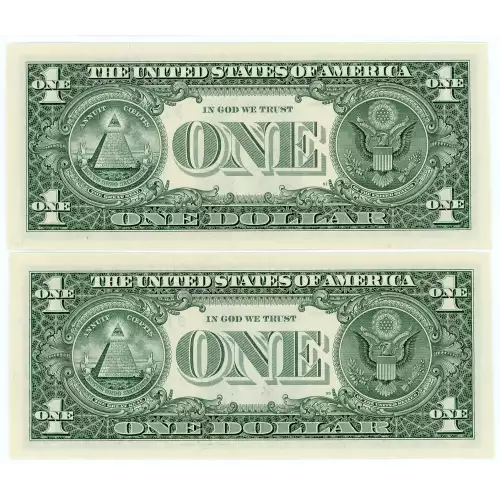 $1 2003-A. Green seal. Small Size $1 Federal Reserve Notes 1931-F* (2)