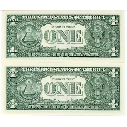 $1 2003-A. Green seal. Small Size $1 Federal Reserve Notes 1931-F* (2)