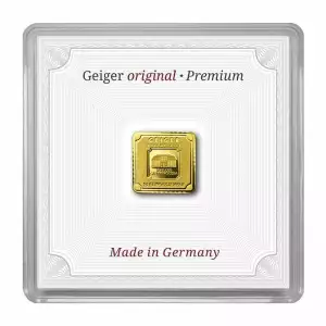 1 gram Geiger Gold Bar in Assay 