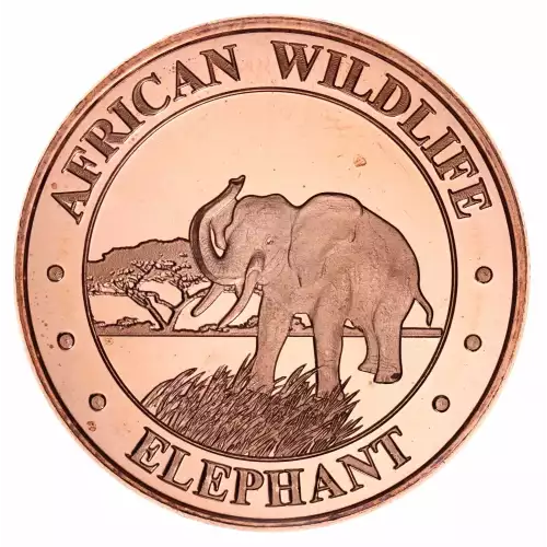 1 oz .999 Copper Round - African Wildlife Elephant