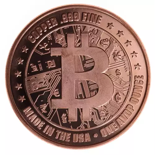 1 oz .999 Copper Round - Bitcoin