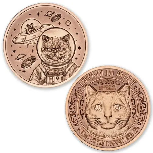 1 oz .999 Copper Round - Cosmic Kitty