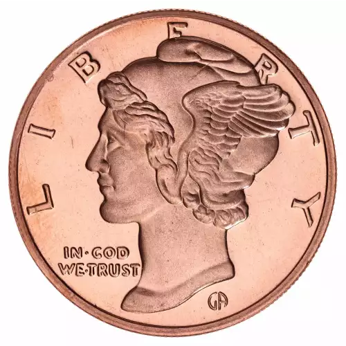 1 oz .999 Copper Round - Mercury Dime