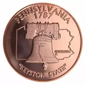 1 oz .999 Copper Round - Pennsylvania Keystone State (2)