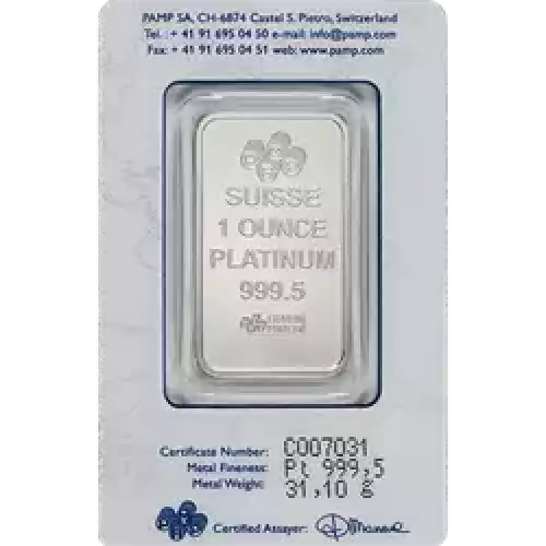 1 oz PAMP Platinum Bar (4)