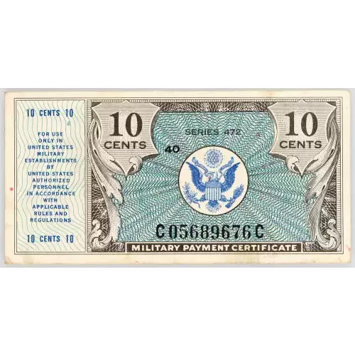 10 Cent Military Payment Certificate, Series 472  