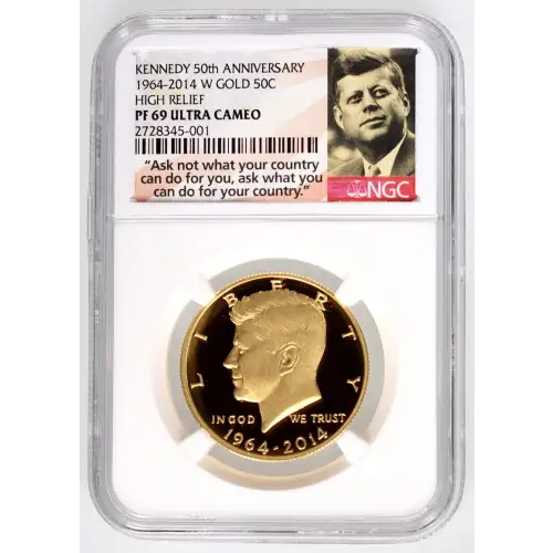 1964-2014 W HIGH RELIEF KENNEDY 50th ANNIVERSARY ULTRA CAMEO