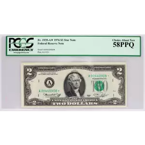 $2 1976 Green seal Small Size $2 Federal Reserve Notes 1935-A* (2)