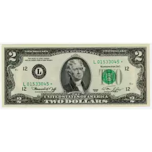 $2 1976 Green seal Small Size $2 Federal Reserve Notes 1935-A*