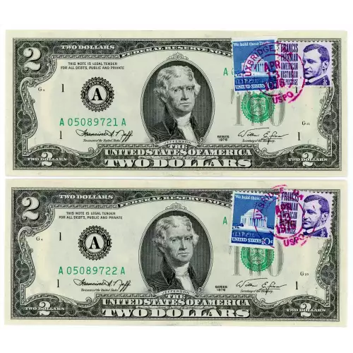 $2 1976 Green seal Small Size $2 Federal Reserve Notes 1935-A