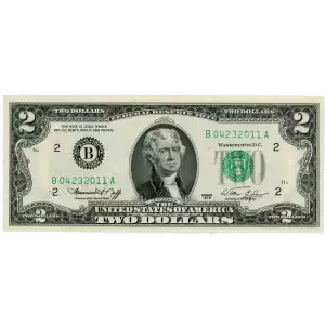 $2 1976 Green seal Small Size $2 Federal Reserve Notes 1935-B* (3)