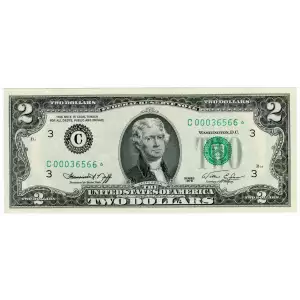 $2 1976 Green seal Small Size $2 Federal Reserve Notes 1935-C* (4)