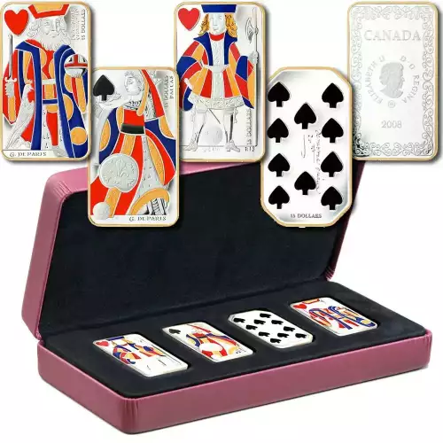 2008-09 CANADA $15 PLAYING CARD MONEY SET 4 X 1 OZ SILVER PROOF COIN SET
