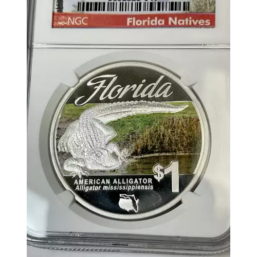 2014 Tuvalu American Alligator Fun Show Release .999 Fine Silver $1 (2)