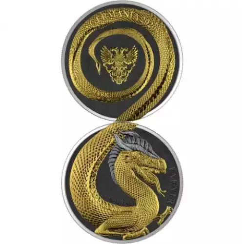 2020 2 x 1 oz Germania Beasts Fafnir Silver Geminus Dragon Set  (3)