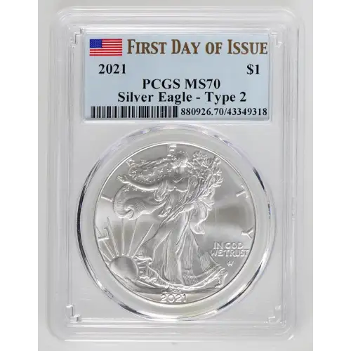 2021 $1 Silver Eagle - Type 2 First Day of Issue