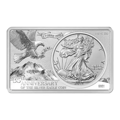 2021 American Silver Eagle 35th Anniversary Coin & Bar 3 oz Silver Set (4)