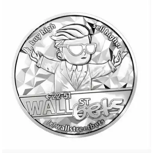 2021 Blockchain Mint WallStreetBets 1 oz Silver Round BU In Blister Pack