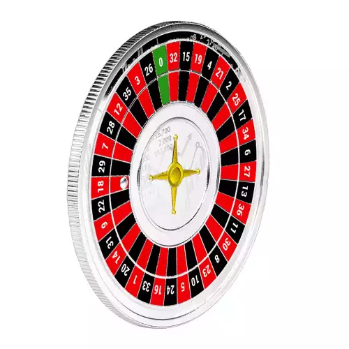 2022 Cameroon Roulette Wheel Colorized 1 oz .999 Silver Proof Coin