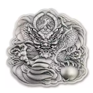 2022 Fiji $1 2-oz Silver Chinese Dragon High Relief Antiqued Coin (5)