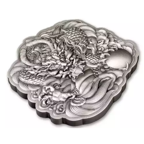 2022 Fiji $1 2-oz Silver Chinese Dragon High Relief Antiqued Coin