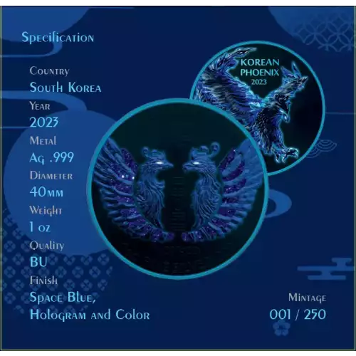 2023 Korea Phoenix Blue Flame Edition 1 oz Silver Coin