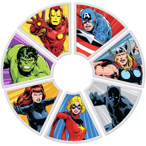 2023 Marvel Avengers 60th Anniversary Silver Coin Set with Box (4)