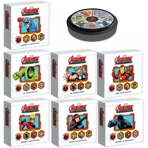 2023 Marvel Avengers 60th Anniversary Silver Coin Set with Box (5)