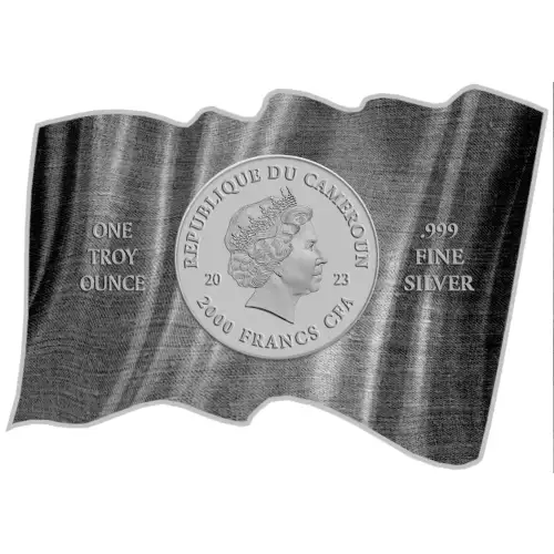 2023 Republic of Cameroon 1 oz Silver 3D Waving American Flag (2)
