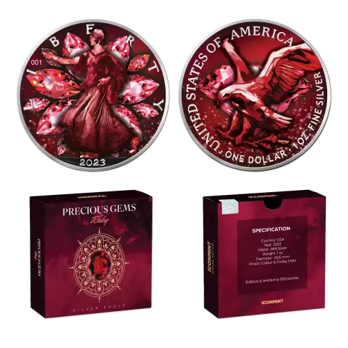 2023 U.S. Eagle Precious Gems Ruby Edition 1 oz Silver Coin (3)