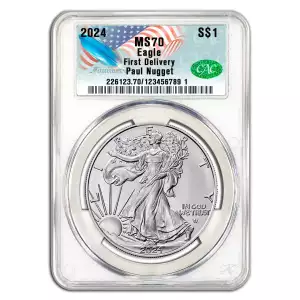 2024 $1 American Silver Eagle CAC MS70 First Delivery - Paul Nugget Founders Signature (2)
