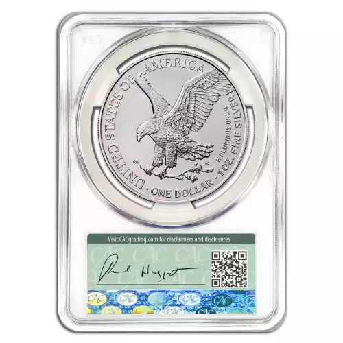 2024 $1 American Silver Eagle CAC MS70 First Delivery - Paul Nugget Founders Signature